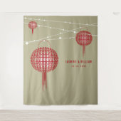 ダブル・ハピネス・ランタン結婚の写真背景 タペストリー (正面)