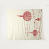 ダブル・ハピネス・ランタン結婚の写真背景 タペストリー (正面(横))