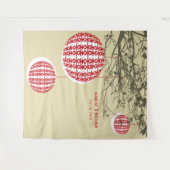 ダブル・ハピネス・ランタン結婚の写真背景 タペストリー (正面(横))