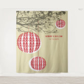 ダブル・ハピネス・ランタン結婚の写真背景 タペストリー (正面)