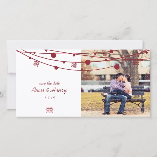 ダブル・ハピネス・ランタン・ウェディング・ザ・デイト セーブザデート (正面)