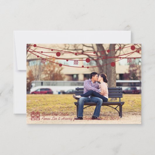 ダブル・ハピネス・ランタン・ウェディング・ザ・デイト セーブザデート (正面)