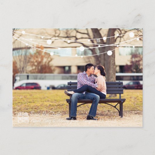 ダブル・ハピネス・ランタン・ウェディング・ザ・デイト 案内ポストカード (正面)