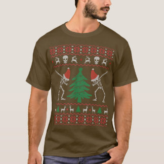 ダブル ファニー スケルトン ダブ クリスマス ひどい イブニング ニット 服 Tシャツ