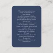 ダブル・メモリアル葬儀フォトブルー祈りの言葉カード 名刺 (裏面)