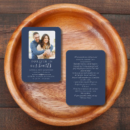 ダブル・メモリアル葬儀フォトブルー祈りの言葉カード 名刺