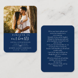 ダブル・メモリアル葬儀フォトブルー祈りの言葉カード 名刺