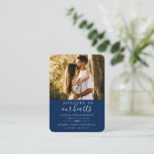 ダブル・メモリアル葬儀フォトブルー祈りの言葉カード 名刺 (スタンド正面)