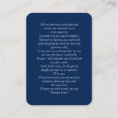 ダブル・メモリアル葬儀フォトブルー祈りの言葉カード 名刺 (裏面)