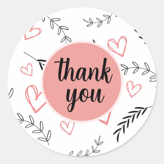 ダブル ライン ハート & リーフ フラワーパターン ラベル (正面)