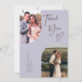 ダブルArch薄紫結婚の写真 サンキューカード (正面)