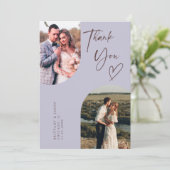 ダブルArch薄紫結婚の写真 サンキューカード (スタンド正面)