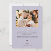 ダブルArch薄紫結婚の写真 サンキューカード (裏面)