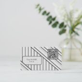 ダブルQRコードレトログレー 名刺 (スタンド正面)