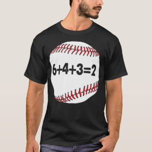 ダブ遊ル野球チーム6 4 3 2野球野球 Tシャツ