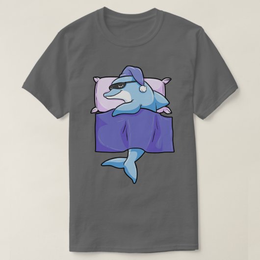 ダベットと枕で眠っているイルカ1 Tシャツ (デザイン正面)
