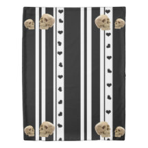 ダベットカバースカルブラックハートホワイトストライプ