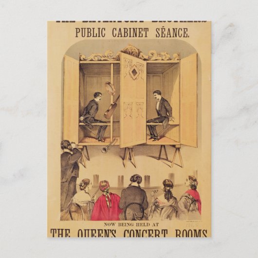 ダベンポート兄弟，セアンスのポスター， 1865 ポストカード (正面)