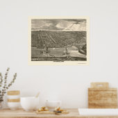 ダベンポート， IAパノラママップ – 1875a ポスター (キッチン)