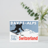 ダボス - アルプス スイスのウィンタースキー ヴィンテージ ポストカード (スタンド正面)