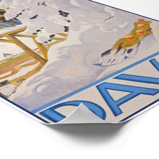 ダボス・スイスそりヴィンテージスキー旅行ポスター ポスター (角)