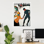 ダボス、スイススキーウィンターヴィンテージ旅行 ポスター (ホームオフィス)