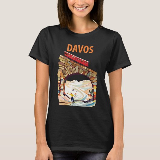 ダボス スイス スキーチュンネル 旅行 Tシャツ (正面)