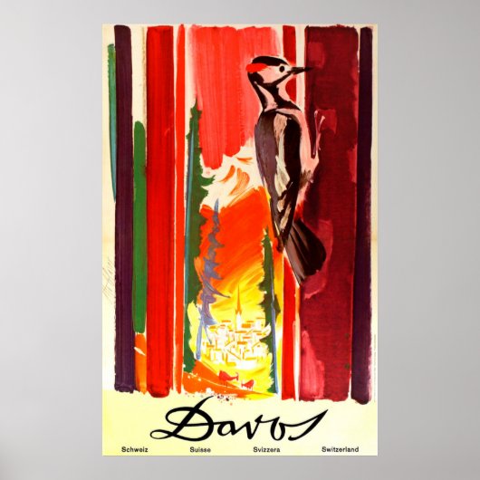 ダボス・スイス・ヴィンテージ旅行ポスター ポスター (正面)