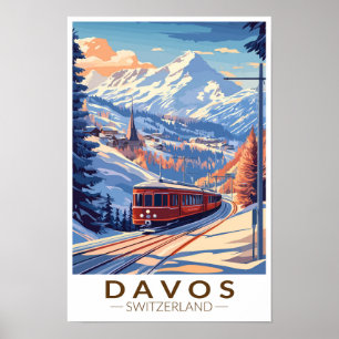 ダボス スイス 旅 列車 アート ヴィンテージ ポスター