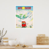 ダボス・パーセン鉄道、赤い列車、ヴィンテージ旅行 ポスター (キッチン)