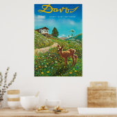 ダボス、パーセン、スイス、スキーポスター ポスター (キッチン)