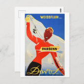 ダボス・パーセン、女の子はケーブルキャランドスキーリフトを示す ポストカード (正面/裏面)
