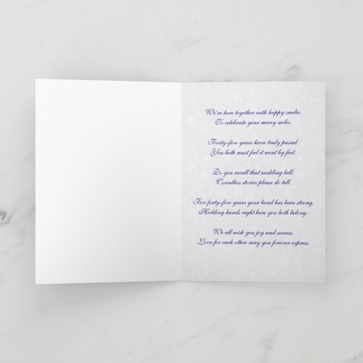 ダマはっきりしたスク45結婚周年記念グリーティングカード カード (内部)