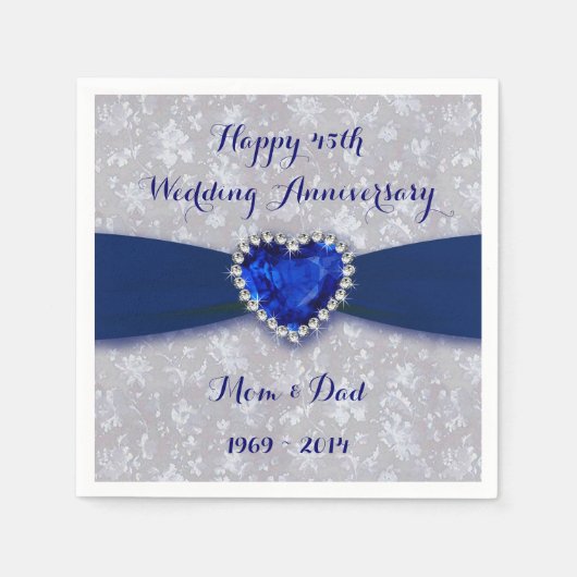 ダマはっきりしたスク45結婚周年記念紙ナプキン スタンダードカクテルナプキン (正面)