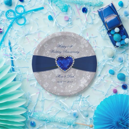 ダマはっきりしたスク45結婚周年記念紙プレート ペーパープレート (パーティー)