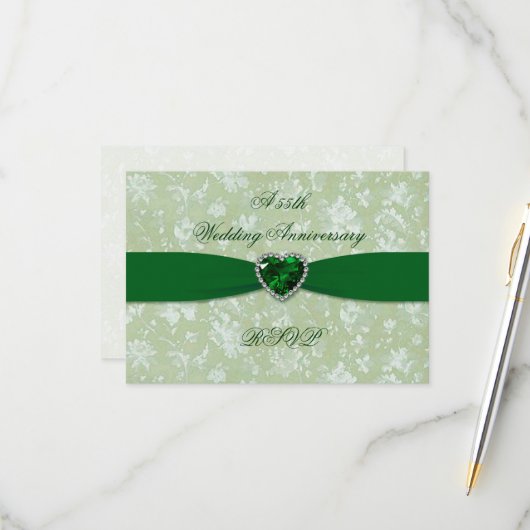 ダマはっきりしたスク55周年結婚RSVP 出欠カード (正面/裏面インサイチュ)