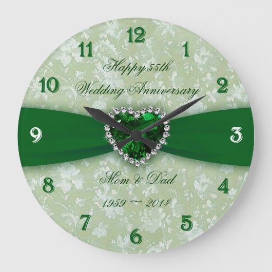 ダマはっきりしたスク55結婚周年時計 ラージ壁時計 (正面)