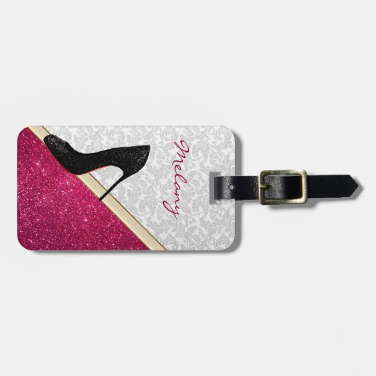 ダマエレガントスクきらびやかな高いヒールパーソナライズされた ラゲッジタグ (正面横)