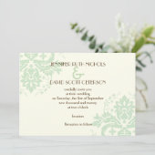 ダマエレガントスクのミントグリーン、アイボリー結婚ズ 招待状 (スタンド正面)