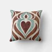 ダマエレガントスクスタイル-ティール(緑がかった色)と茶色 クッション (裏面)