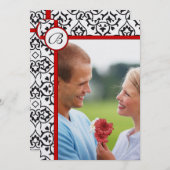 ダマエレガントスク側縁どレッドト結婚リム 招待状 (正面/裏面)