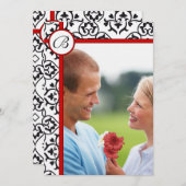 ダマエレガントスク側縁どレッドト結婚リム 招待状 (正面/裏面)