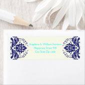 ダマエレガントスク海軍ブルー,アクア,アイボリー結婚ズ ラベル (インサイチュ)