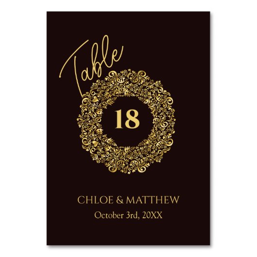 ダマエレガントスク結婚マルーンのテーブル番号カード テーブルナンバー (正面)