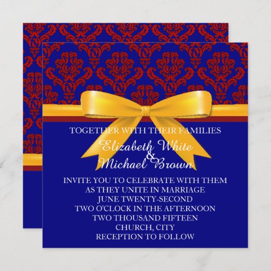 ダマエレガントスク結婚式招待状 招待状 (正面/裏面)