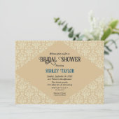 ダマエレガントスク華美スクリプトのクラシックブライダルシャワー 招待状 (スタンド正面)