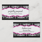 ダマエレガントススタイリッシュパターン黒暗い赤紫色ピンク 名刺 (正面/裏面)