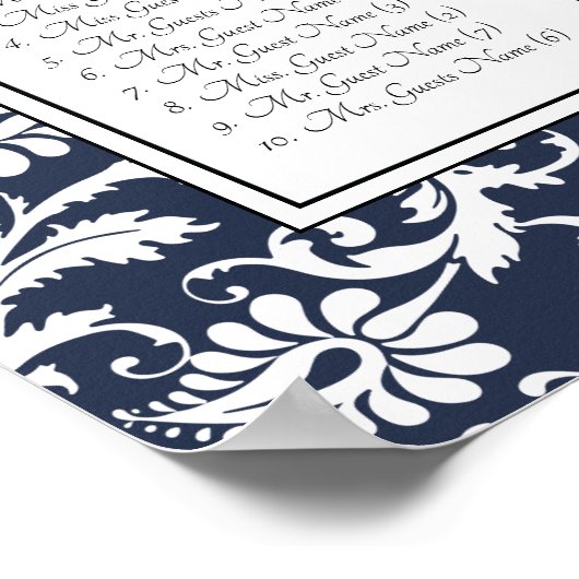 ダマエレガントスビクトリアンクの結婚式の座席表 ポスター (角)