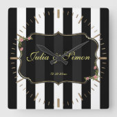 ダマスエレガントクゴールデンデザインモカスタムノグラム スクエア壁時計 (正面)