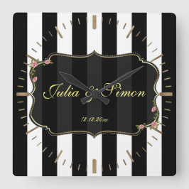 ダマスエレガントクゴールデンデザインモカスタムノグラム スクエア壁時計